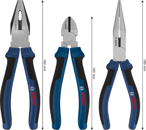 طقم كماشة Bosch بمقابض متعددة المكونات، 3 قطع.